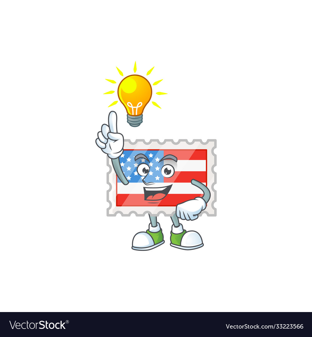 Smart Independence Day Stamp Cartoon Has An Idea Vector Image