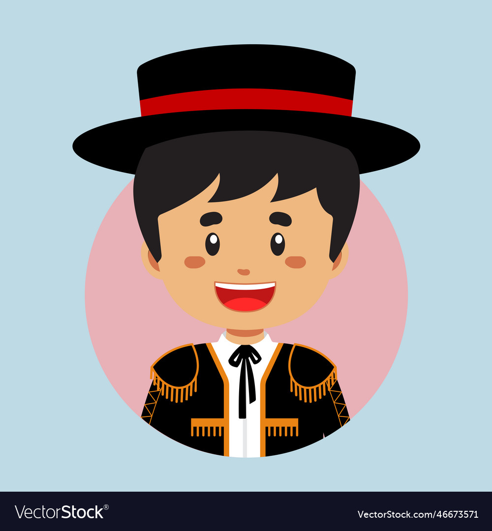 Avatar of a spanish character Royalty Free Vector Image