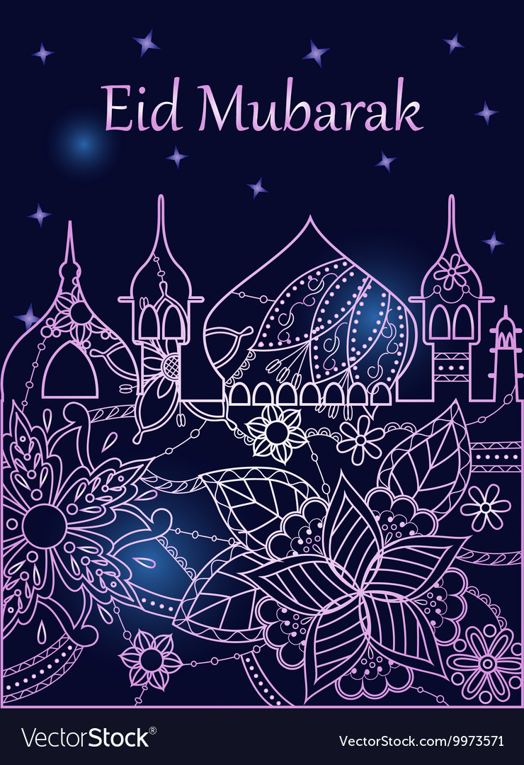 Hintergrund eid mubarak mit osten stadt