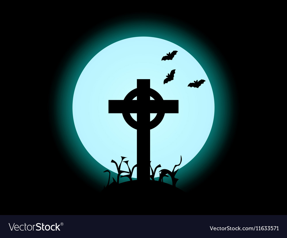 Cross on the background of full moon hallo