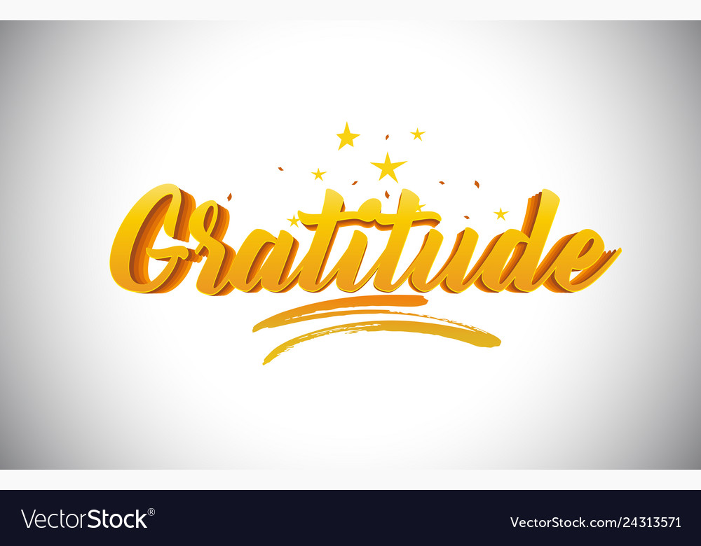 Gratitude golden yellow word text