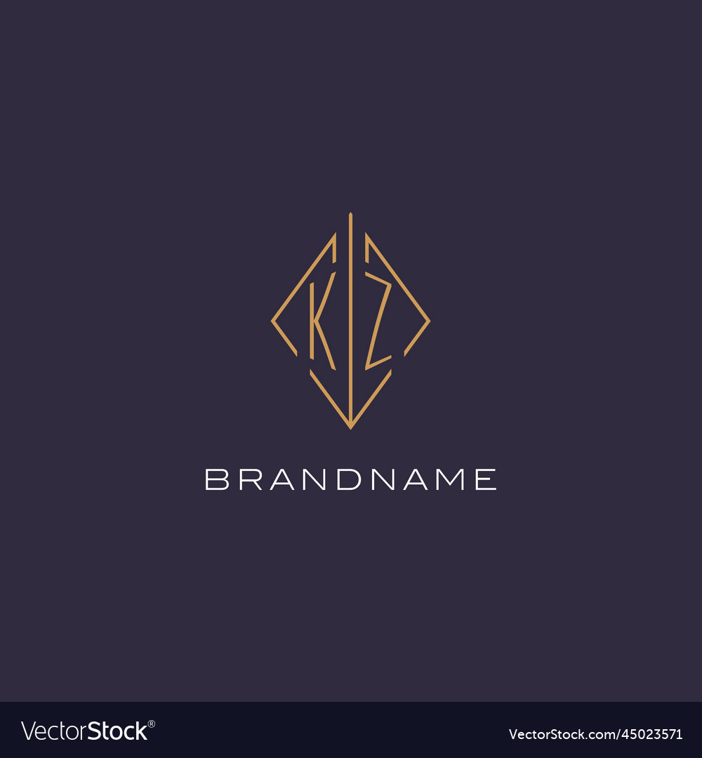 Initial letter kz logo monogram with diamond Vector Image