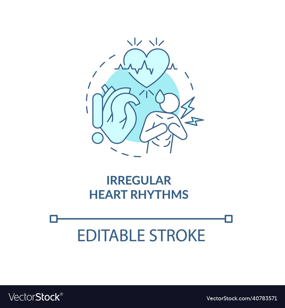 Irregular heart rhythms turquoise concept icon