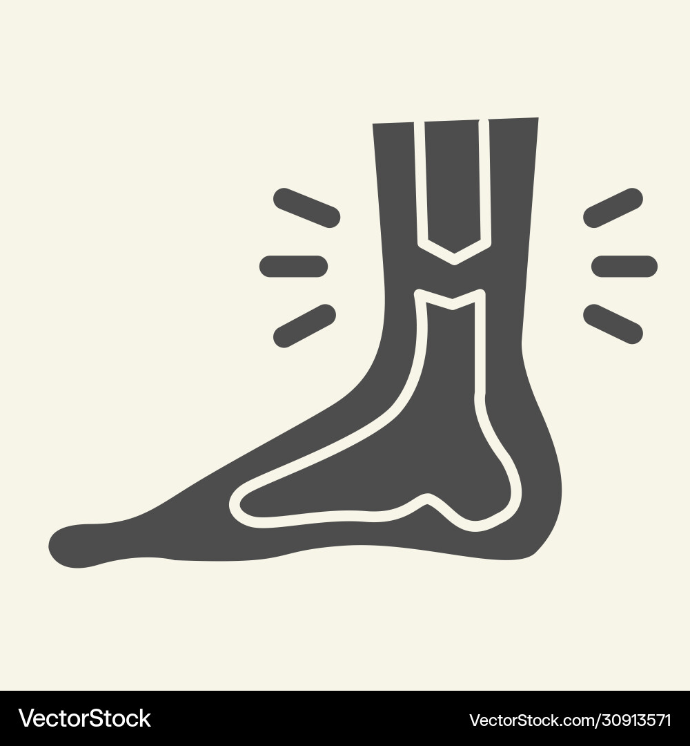 Leg ankle pain solid icon foot joint bones injury Vector Image