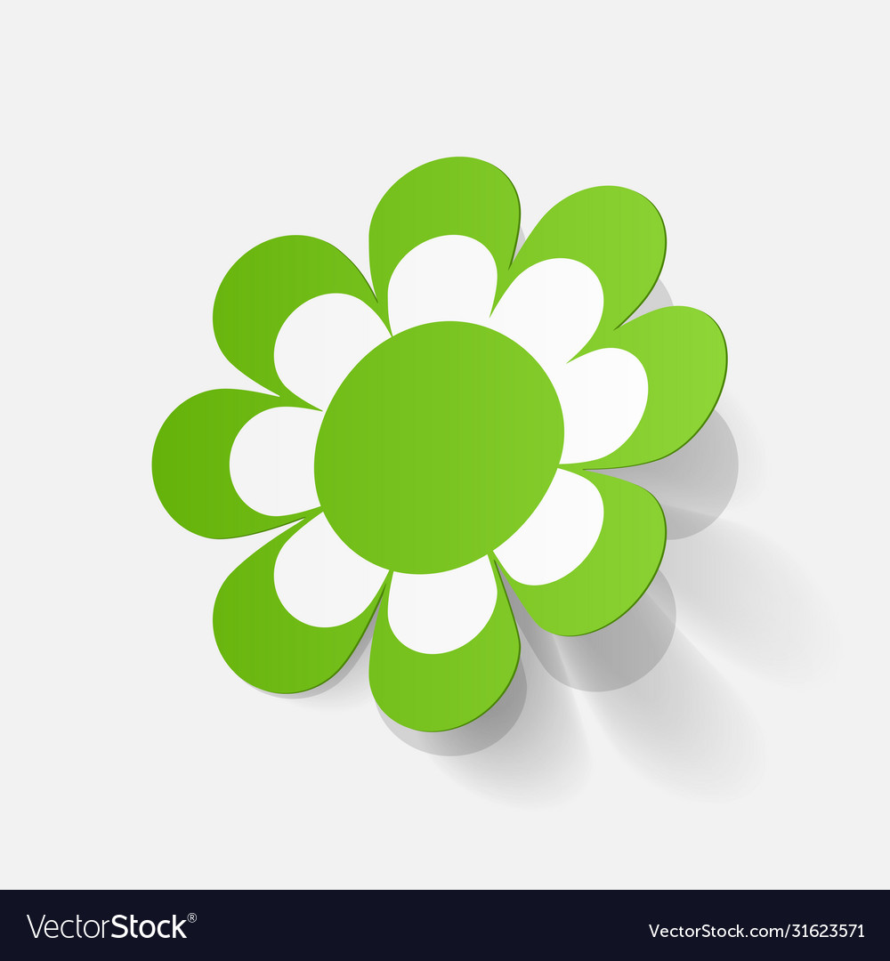 Realistic paper sticker flowers camomile