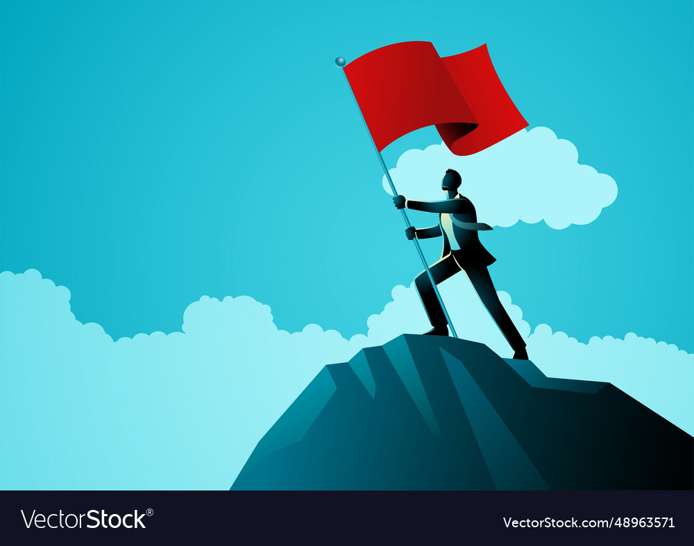 Symbolic of a businessman standing atop Royalty Free Vector