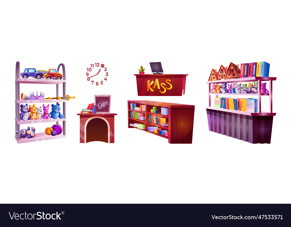 Toy store shelf game Royalty Free Vector Image