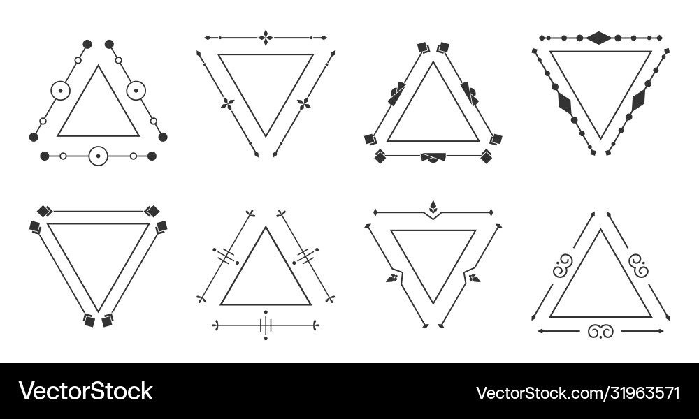 Trigonal line frame vintage border text set Vector Image