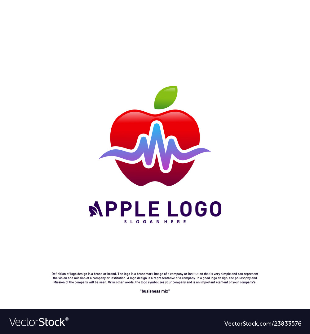 Apple with medical pulse logo concept health