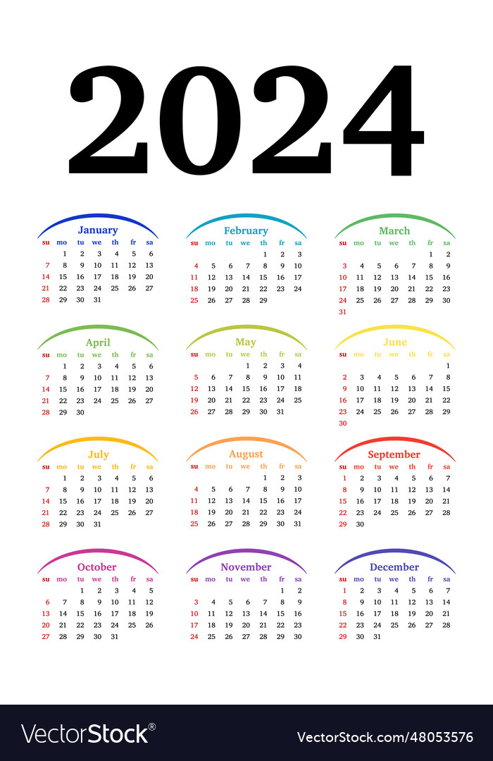 Calendar for 2024 isolated on a white background Vector Image