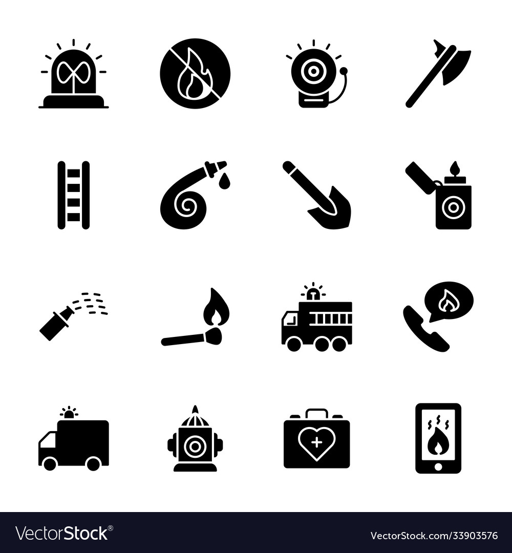 Fire fighting glyph icons