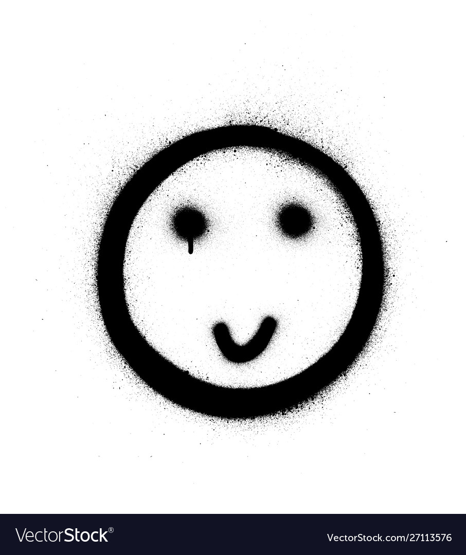 Graffiti shy smiling icon sprayed in black over Vector Image