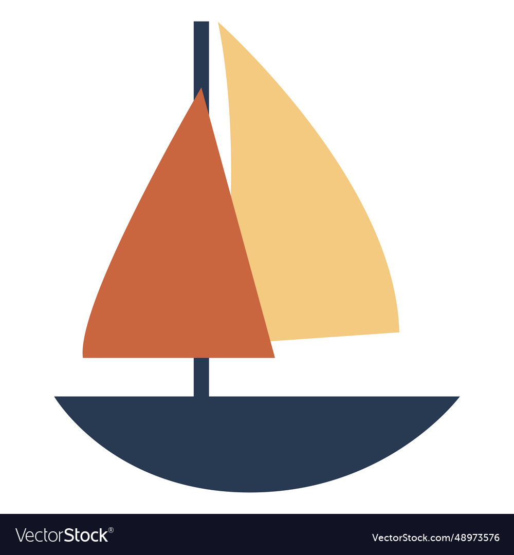 Sailboat with red sail flat