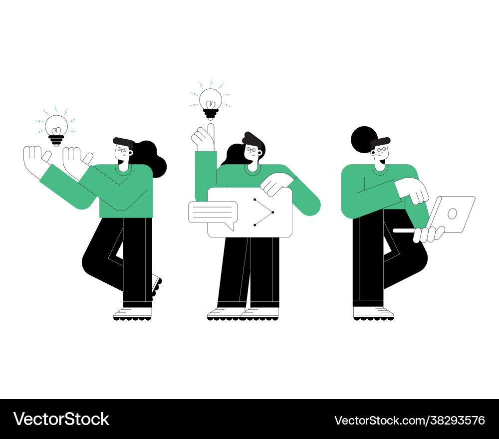 Three persons using technology Royalty Free Vector Image