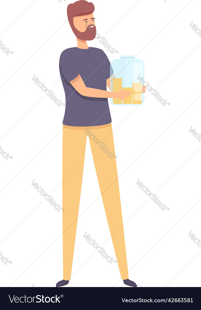 Jar passive income icon cartoon money work Vector Image