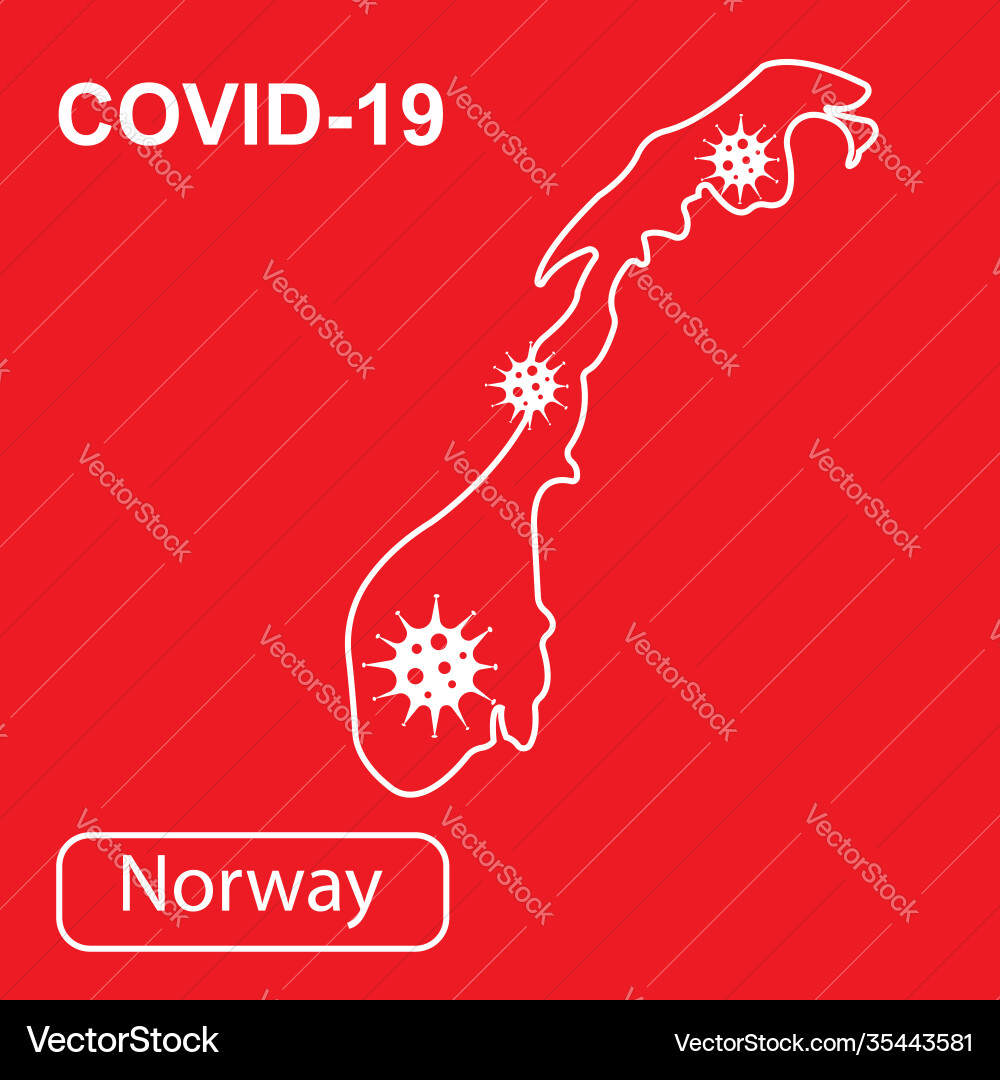 Map norway labeled epidemic and quarantine Vector Image