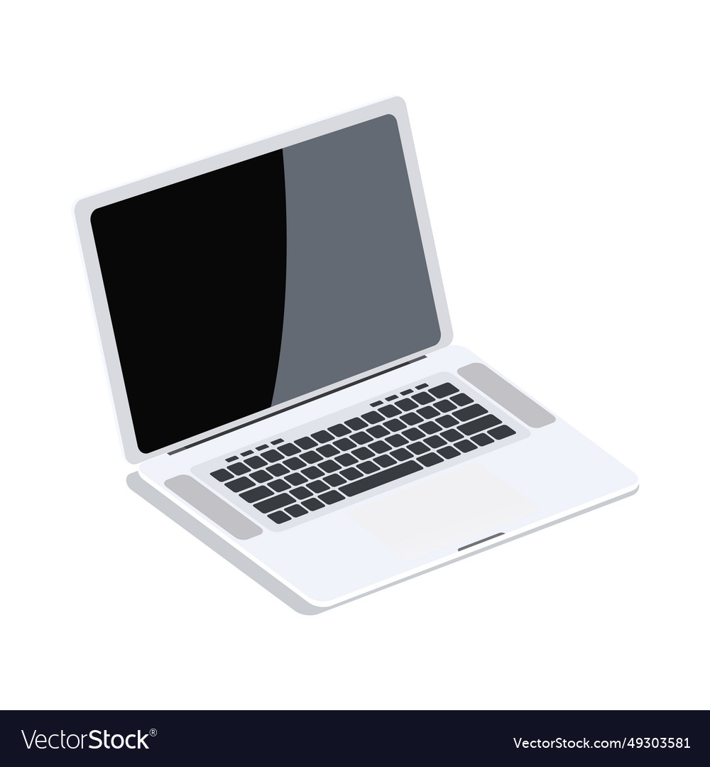 Open white laptop with black screen isolated Vector Image