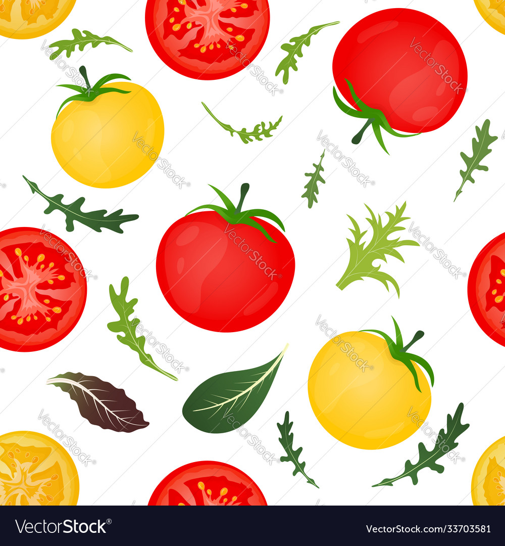 Red and yellow tomatoes on white background