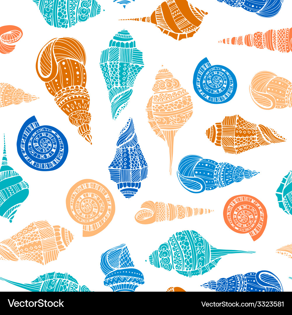 Seashell seamless pattern Royalty Free Vector Image