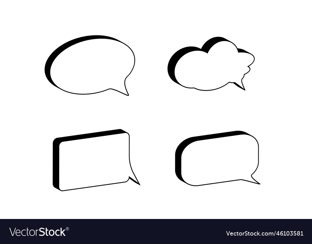 White speech bubbles with shadow set