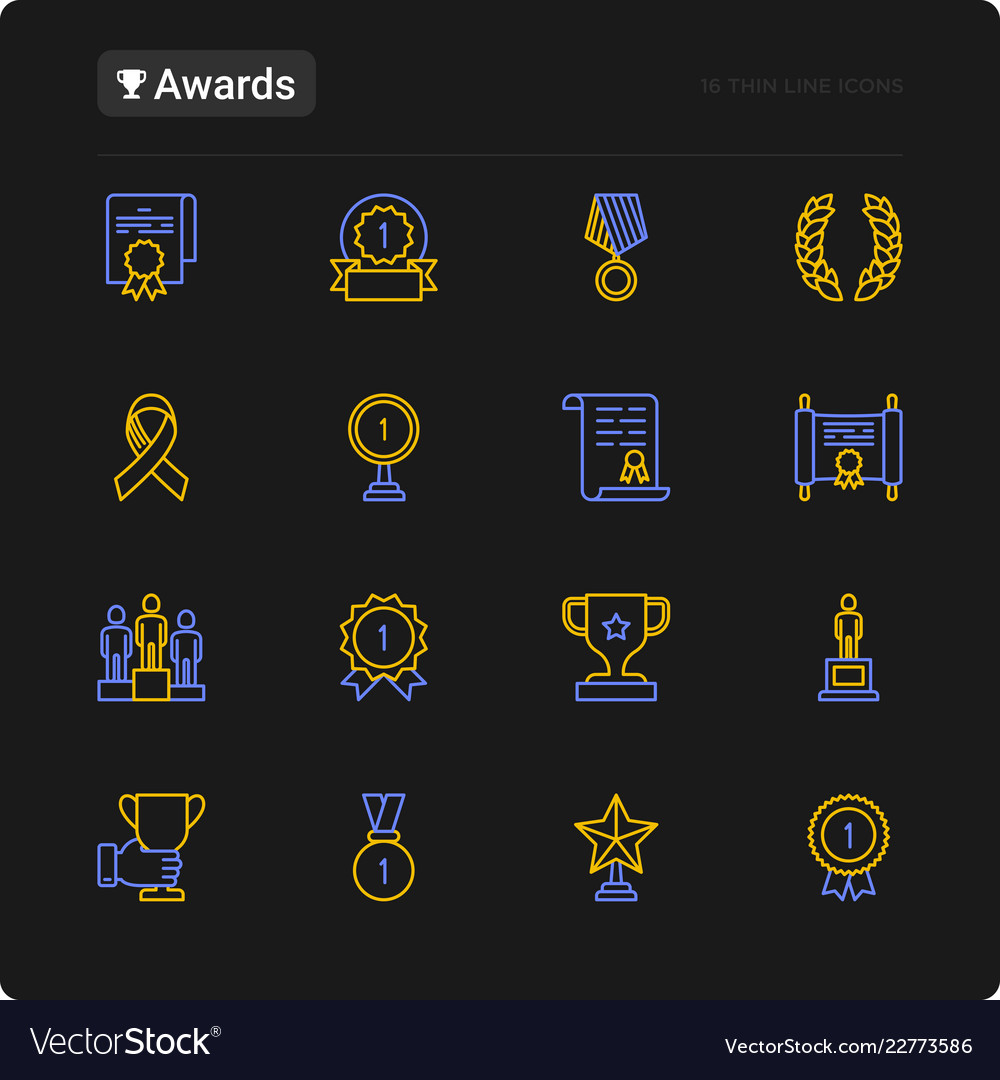 Awards thin line icons set