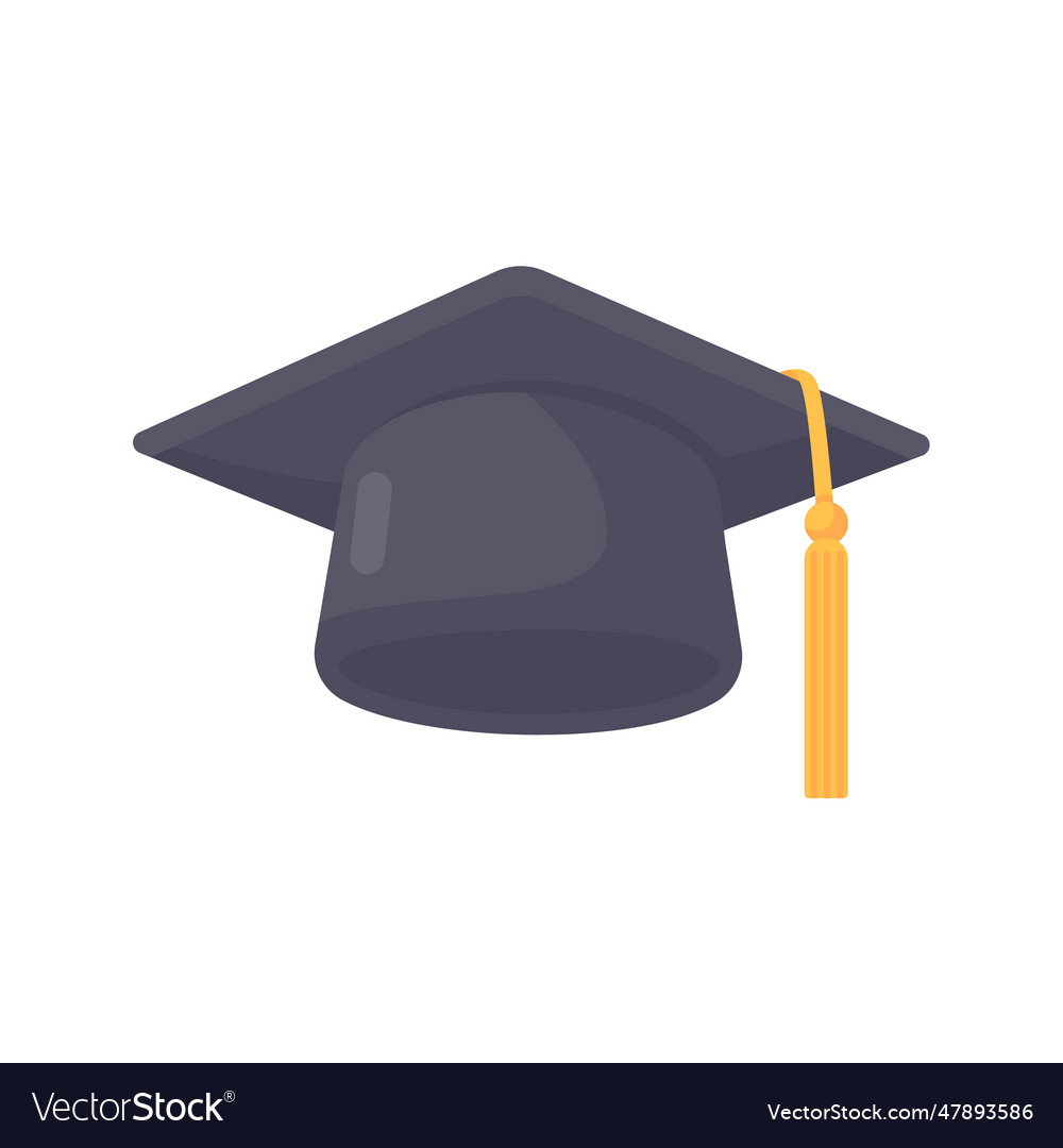 Black graduation cap with pompom university Vector Image