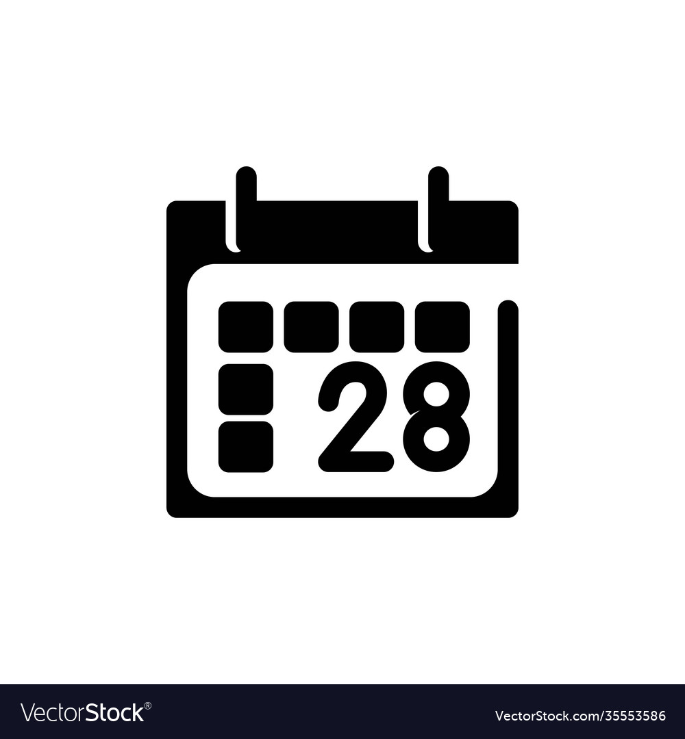 Calendar glyph line icon and date