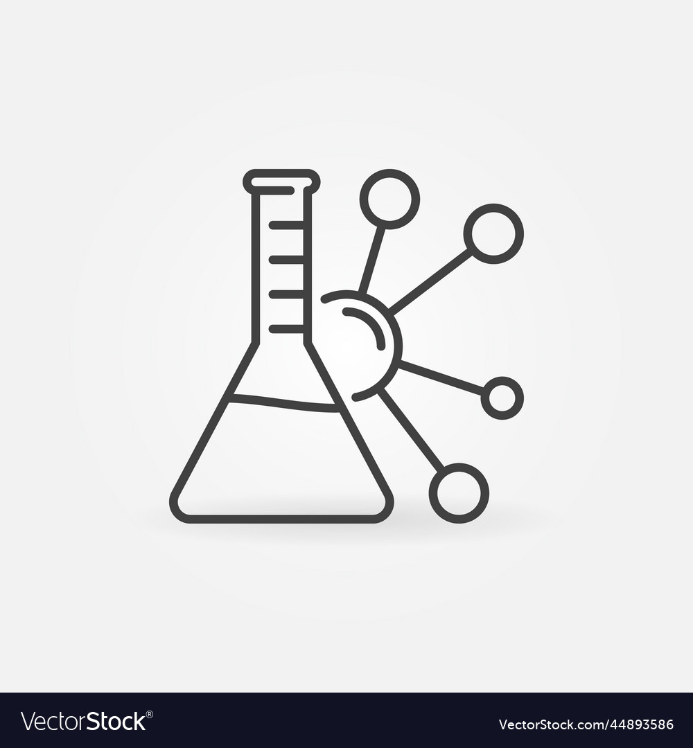 Chemical formula with flask concept linear Vector Image