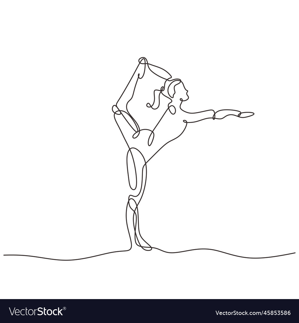 Continuous one line drawing of yoga girl woman