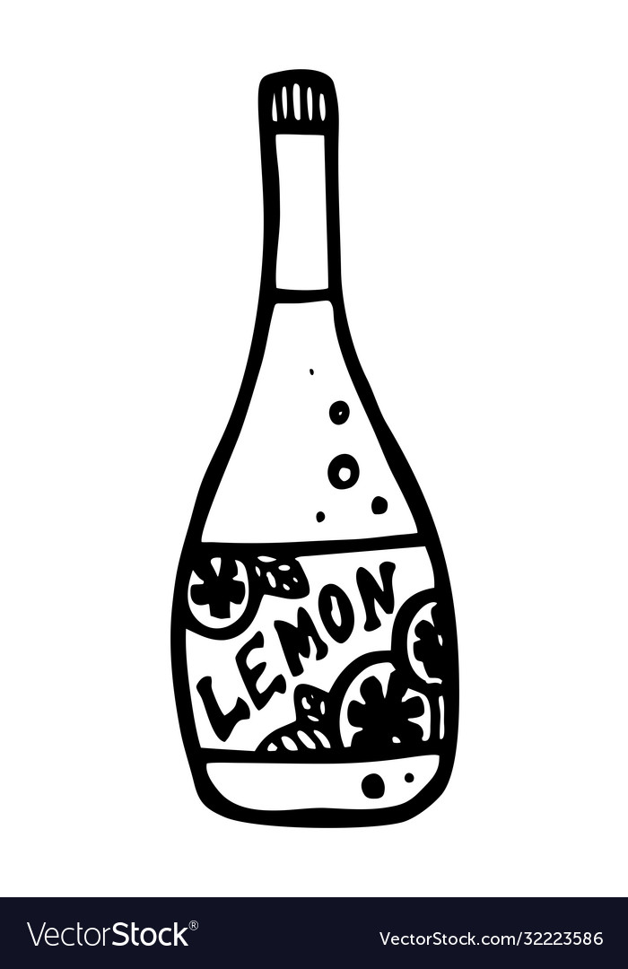 Drawn juice bottle on a white background