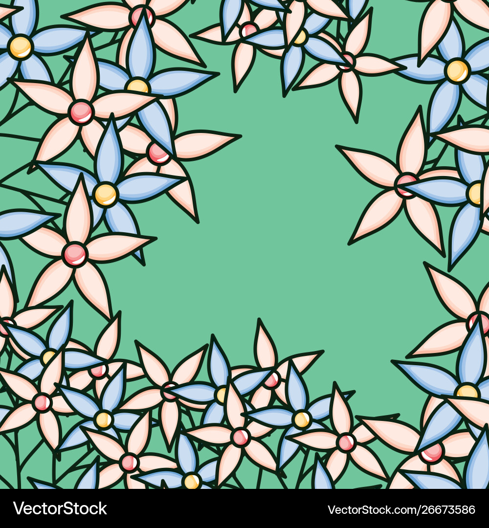 Flowers garden plants decorative frame Royalty Free Vector