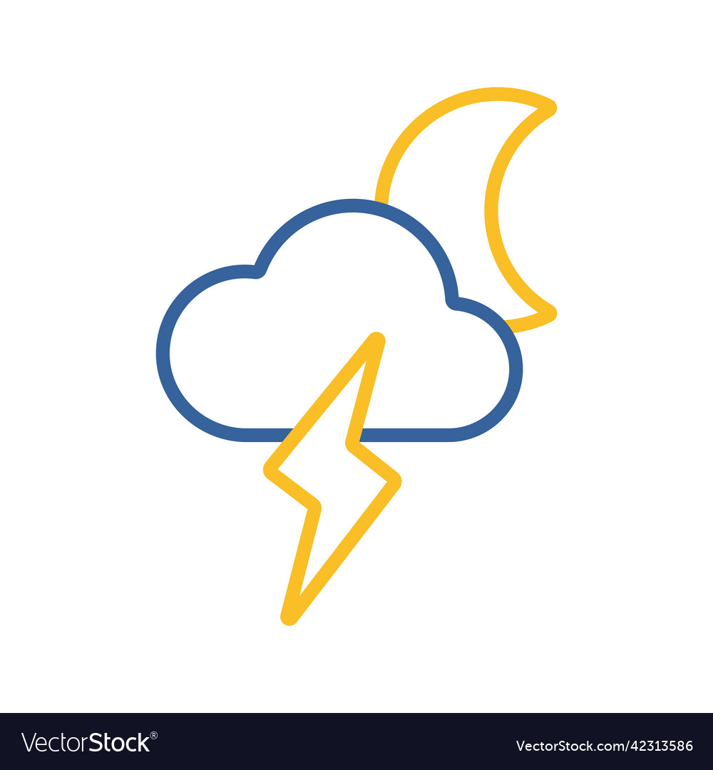 Moon cloud with lightning isolated icon Royalty Free Vector