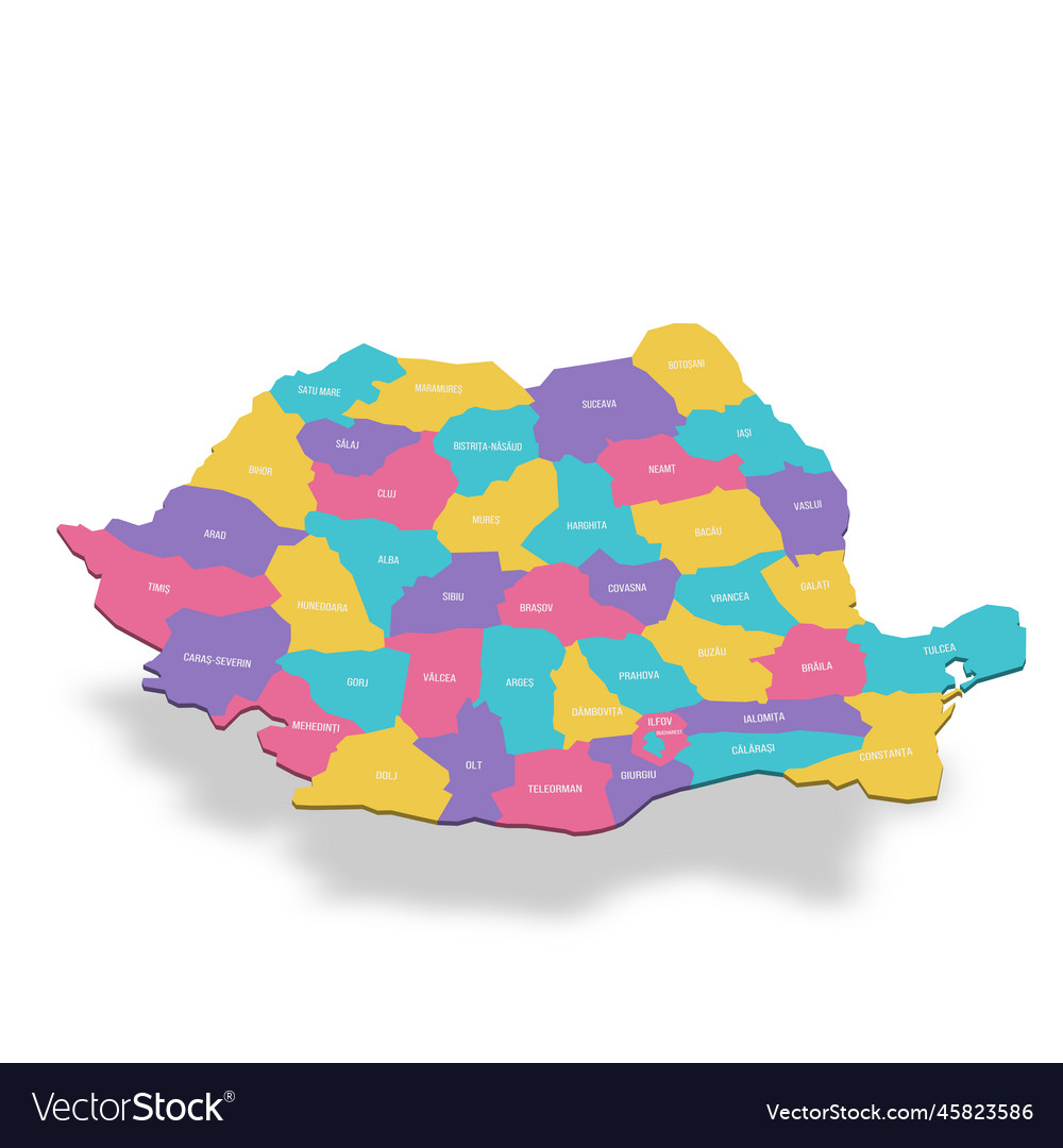 Romania political map of administrative divisions Vector Image