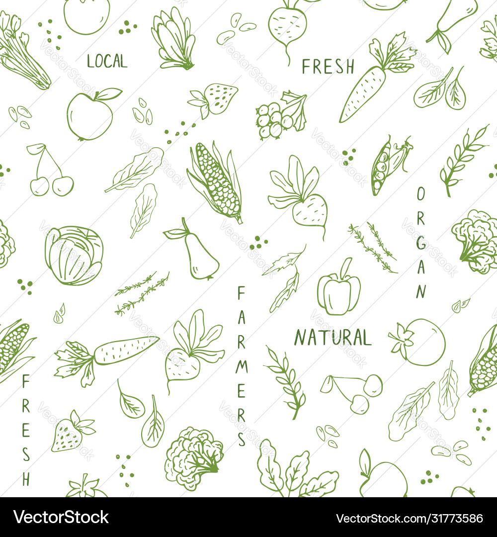 Seamless pattern with hand drawn vegetables Vector Image