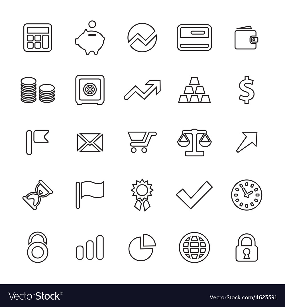 25 outline universal finance icons