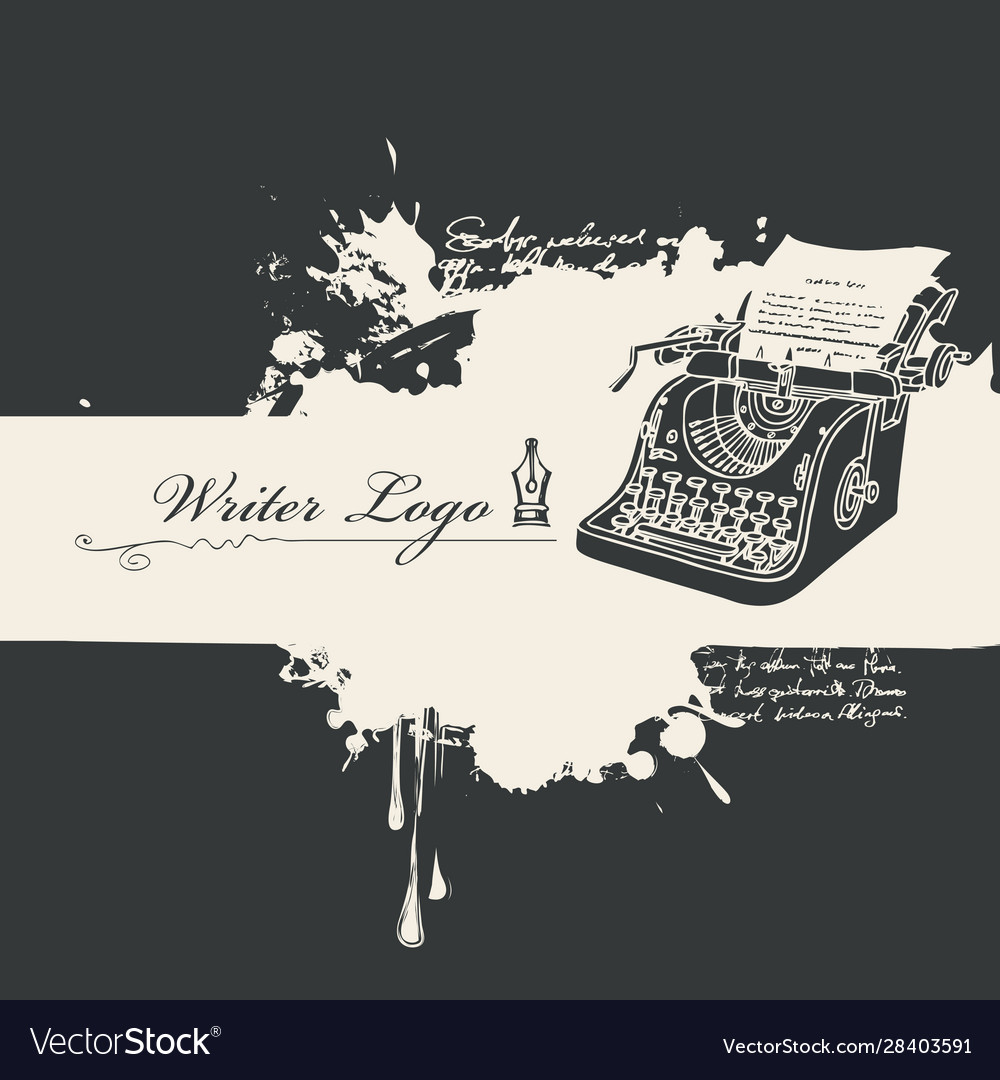 Banner on a writers theme with old print machine Vector Image