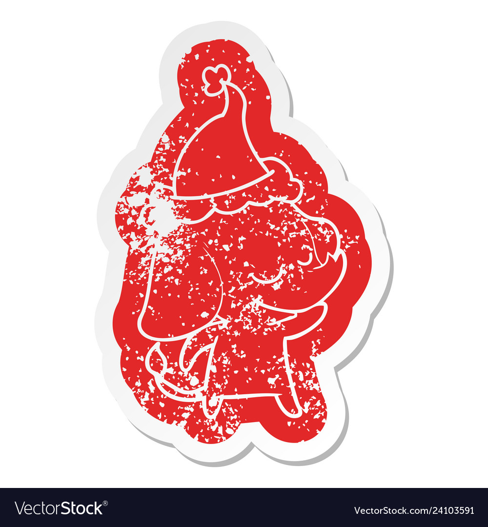 Cartoon distressed sticker of a smiling elephant