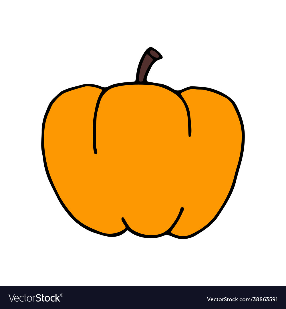 Colorful pumpkin doodle style halloween symbol