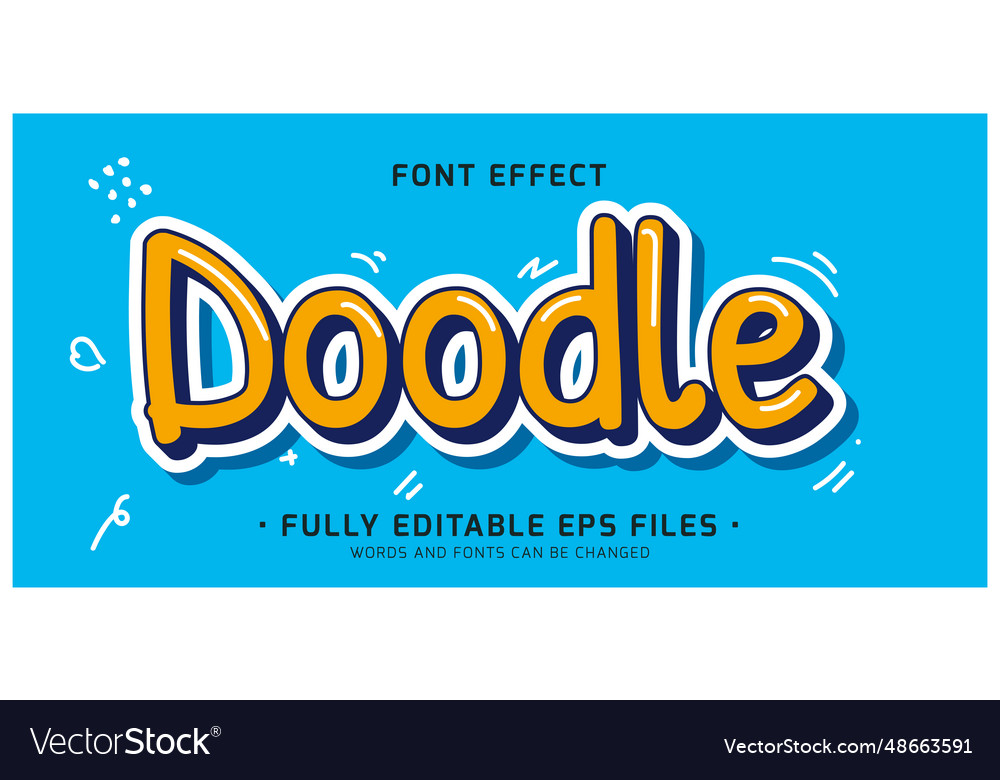 Doodle kawaii cute editable text effect