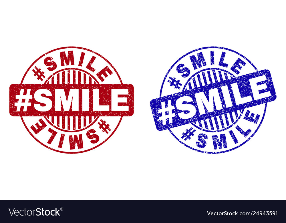 Grunge hashtag smile textured round stamps