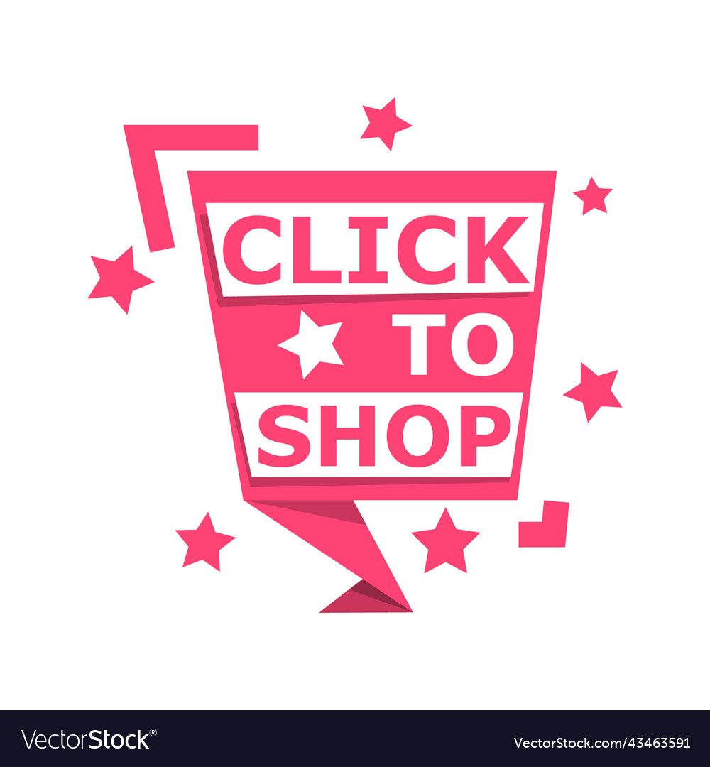 Phrase click to shop Royalty Free Vector Image