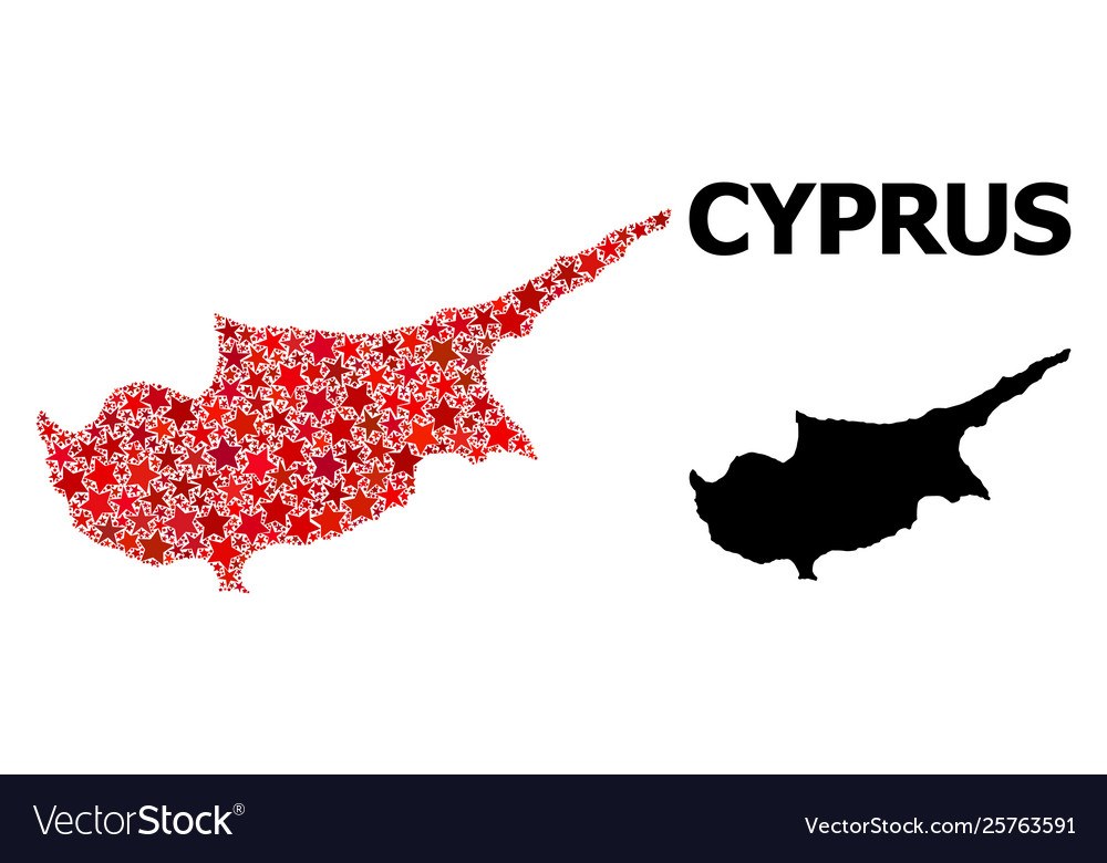 Rote Sterne Mosaik Karte cyprus Insel