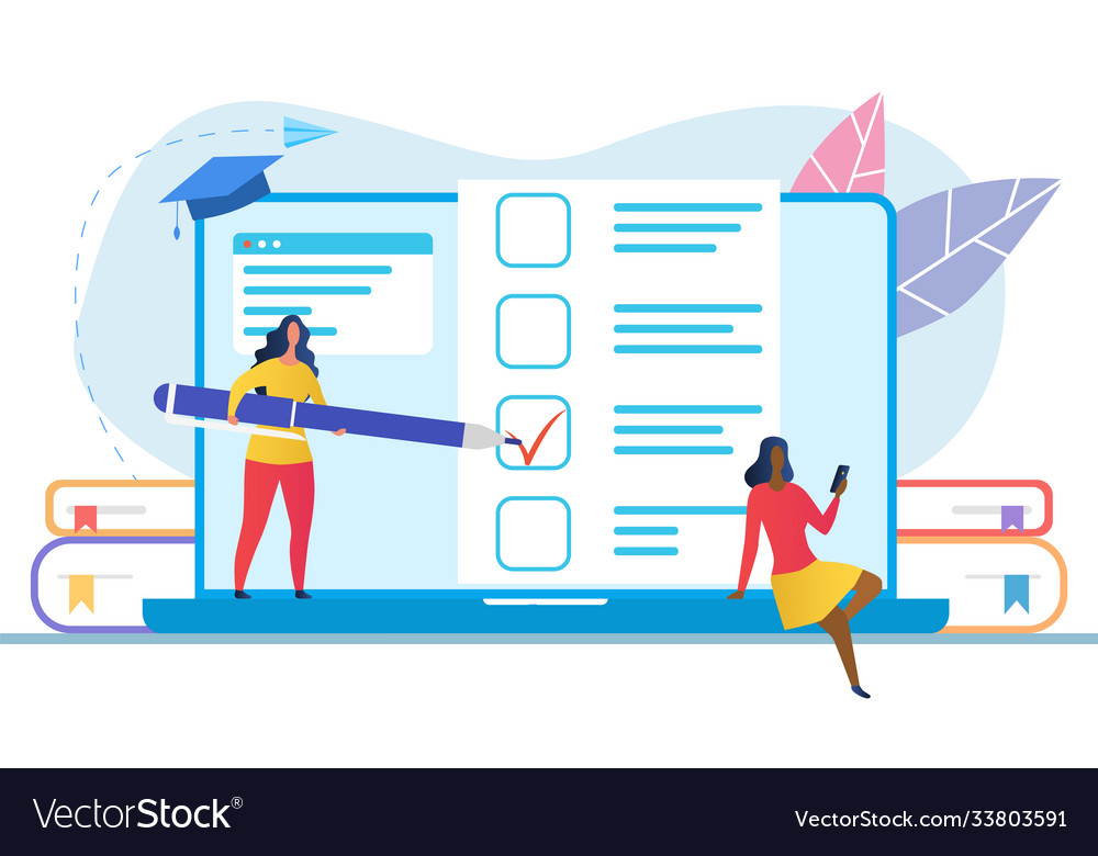 Remote learning concept with online questionnaire Vector Image