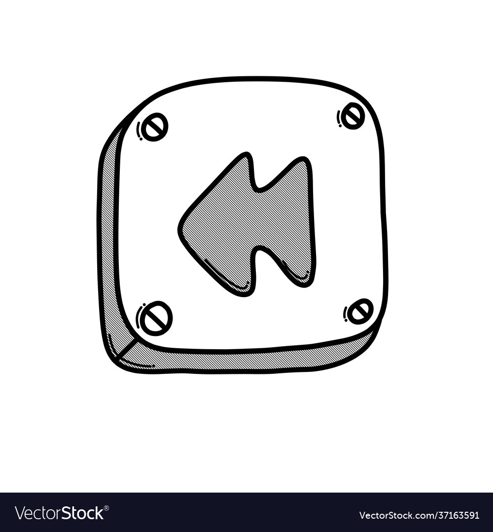 Rewind button doodle icon drawing sketch hand