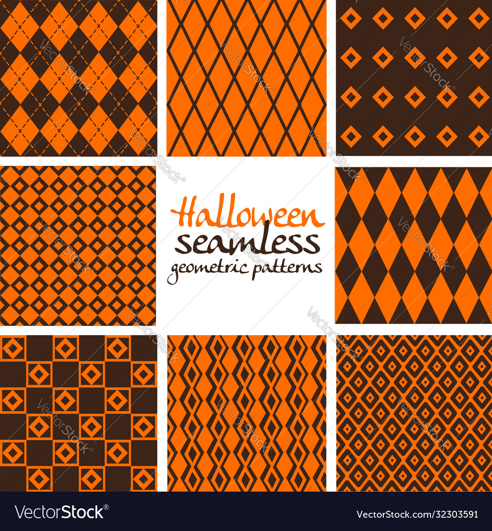 Set brown and orange halloween seamless