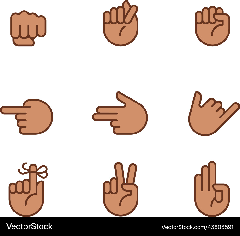 Visual messages by hands pixel perfect rgb color Vector Image