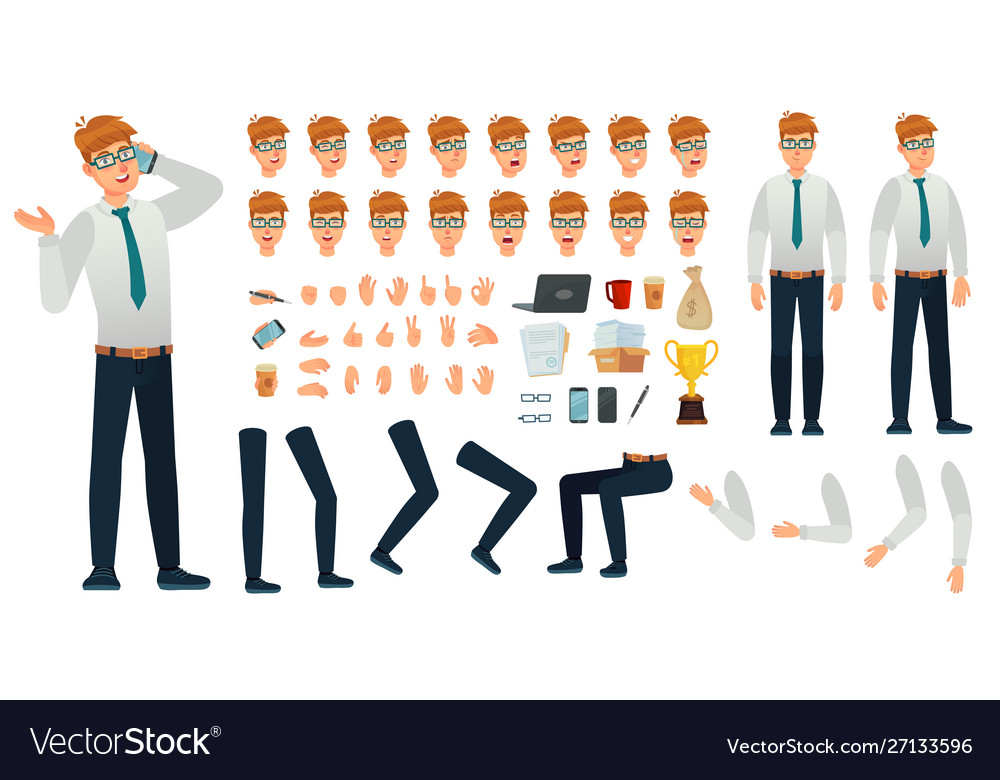 Cartoon manager character kit office managers Vector Image Cartoon manager character kit office managers Vector Image