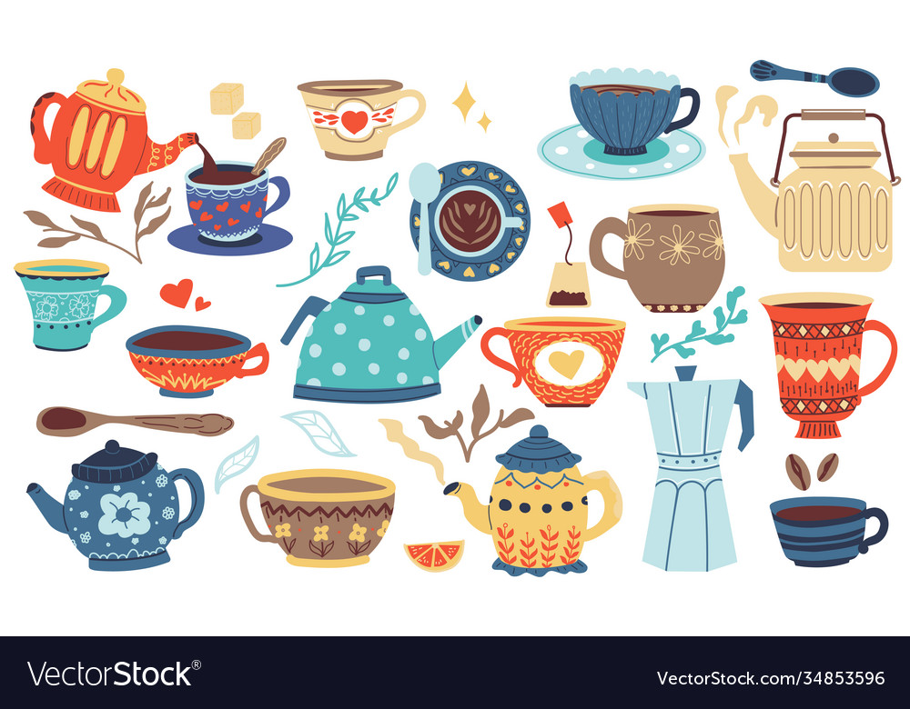 Doodle cookery cartoon porcelain bowl mug Vector Image