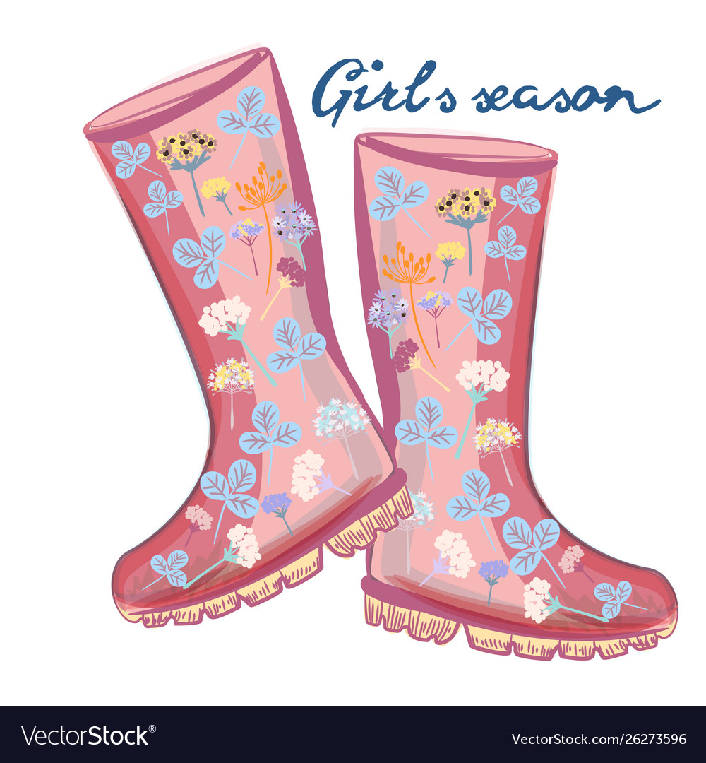 Fashion with girlish pink rubber boots for design