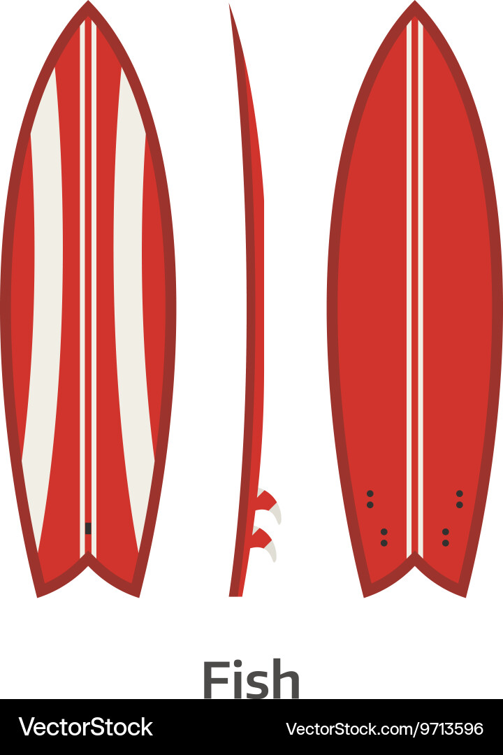 Fish surfboard desk Royalty Free Vector Image - VectorStock